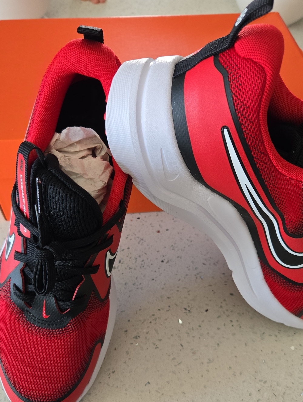 Nike Kids Red and Black Athletic Sneakers with White Soles